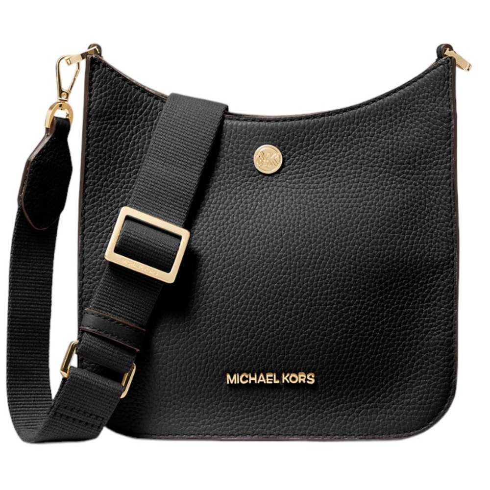 MICHAEL KORS Women’s Briley Small Pebbled Leather Messenger Bag in black